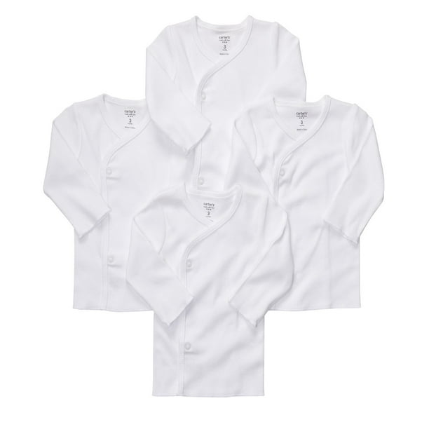 Carter's Unisex Baby 4 Pack Side Snap Long Sleeve Mitten Cuff Shirt Newborn