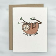 Sloth Hanging In There Card – Motivational Greeting Card with Cute Sloth Design – Blank Inside, Envelope Included – Perfect for Encouragement and Support