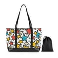 thumbnail image 7 of FORMRS Canvas Laptop Tote Bag for Women with 15.6" Computer Compartments Shoulder Handbag, Colorful Stars, 7 of 7
