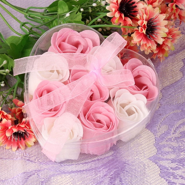 9 Uds. Jabón corporal para baño con pétalos de flores rosas perfumadas, regalo para fiesta de boda