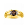 thumbnail image 1 of RYLOS Mens Rings 14K Yellow Gold Classic Design 7X5MM Oval Gemstone & Diamond  Smoky Quartz June Birthstone Ring Size 11, 1 of 6