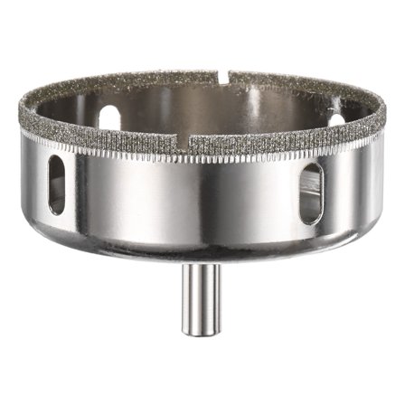 1-Pack Diamond Hole Saw Drill Bit, 3.35 Inch / 85mm Glass Drill Bit for Ceramic/Marble [Silver Tone]