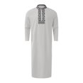 thumbnail image 1 of XDZJLR Men's Shirts Muslim Arabia Casual Long Sleeve Pocket Loose Robe Robe Plaid Printing Shirts for Men, 1 of 4