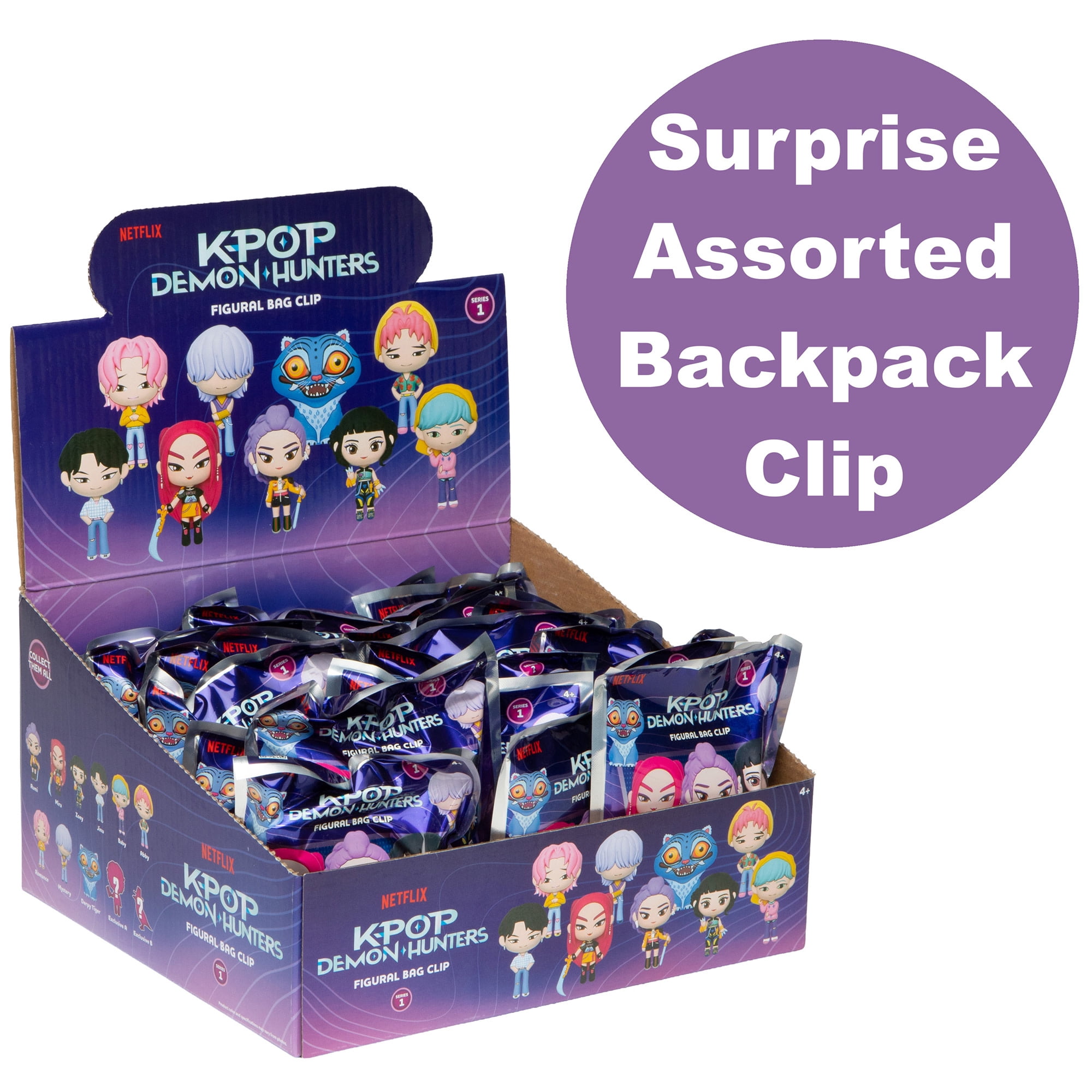 Netflix: Backpack Clip Blind Bag - KPOP Demon Hunters - 3" Mystery Collectible Figure, 3D Sculpt Characters, Metal Clip & Chain, Surprise Licensed Toy