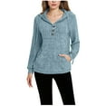 thumbnail image 1 of KIHOUT Ribbed Hooded Henley Top - Half-Button Adjusts Temp for Weekend Dog Walks & Park Strolls; Pockets Fit Keys (Cozy) (S-XXL), 1 of 6