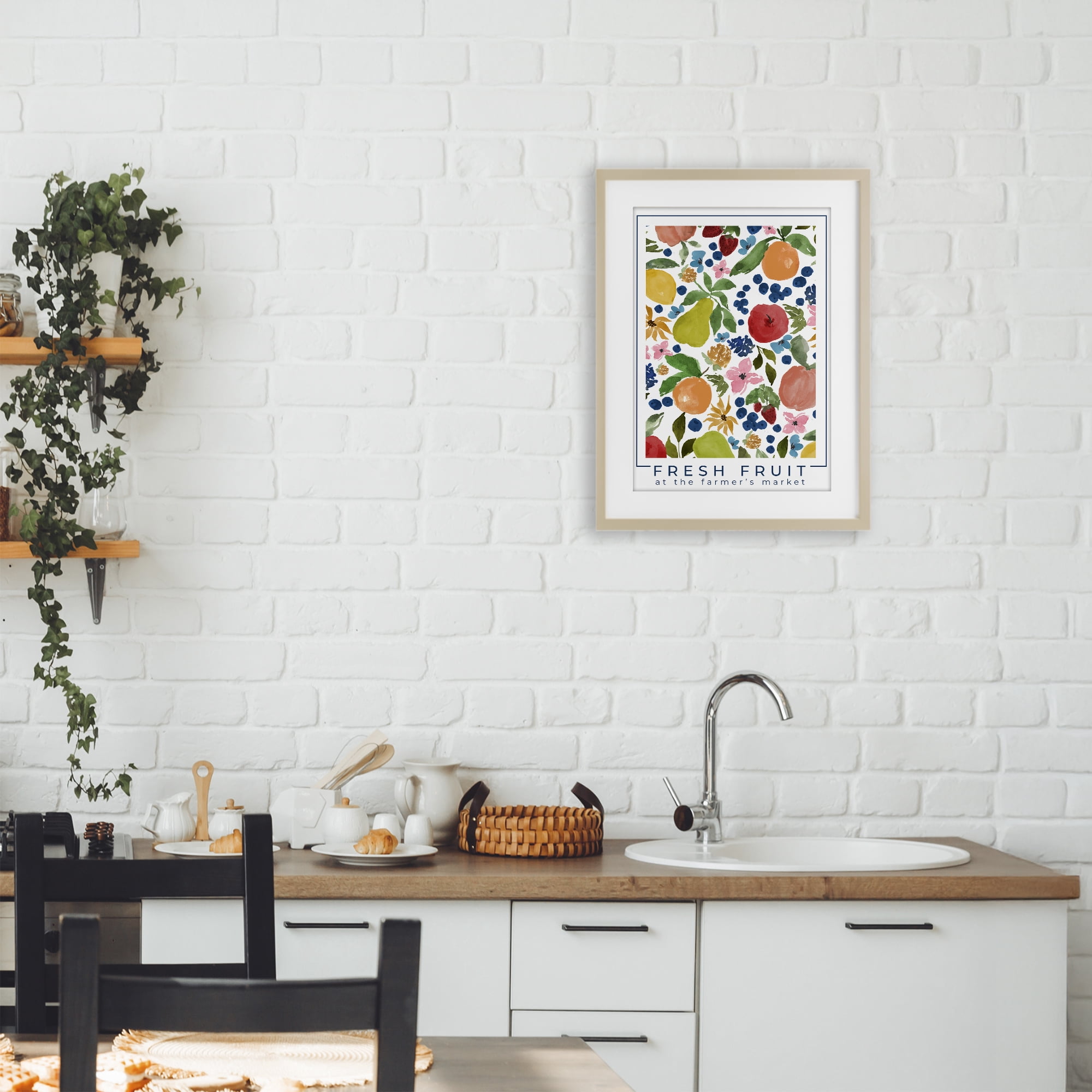 Stupell Industries Fresh Fruit Market Pattern Birch Framed Print Under Glass, design by Lucille Price