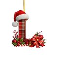 thumbnail image 2 of Christmas Tree Ornaments 2D Acrylic Monogram Pendants With Santa Hat 26 Letters Hanging Decorations For DIY Crafts And Home Decor, 2 of 5