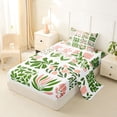 thumbnail image 2 of jejeloiu Boho Botanical Twin Sheets For Girls,Soft Print Bedding,White Pink Green,3-Piece,1 Fitted Sheet and 1 Pillowcase, 2 of 6