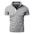 thumbnail image 2 of LRGSHF Men's Polo Shirts Short Sleeve Basic Casual Summer Fitted Pullover Breathable Lightweight Solid Color 3-Button Short Sleeve Wears, 2 of 4