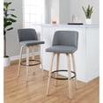 thumbnail image 3 of The Gray Barn  Vallberga 30" Fixed-Height Bar Stool with White Washed Wood Base (Set of 2) Grey Fabric/Black Round Footrest Washed,Black Finish, 3 of 5