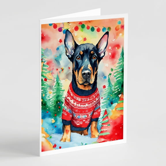 Doberman Pinscher Christmas Greeting Cards Pack of 8 7 in x 5 in