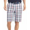 IZOD NEW Midnight Blue Mens Size 30 Plaid Print Flat-Front Shorts