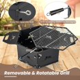 thumbnail image 4 of HAPPYGRILL Portable Charcoal Grill Stove, Outdoor Hibachi Grill Smoker w/ 360° Rotatable Grill, Foldable Body & Legs, Heavy-duty BBQ Grill w/Handles for Cooking & Heating, 4 of 9