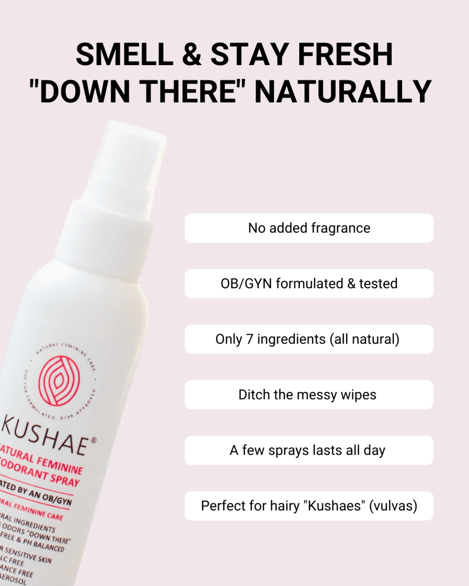 Kushae HG2562726 1-4.3 oz Feminine Deodorant Spray - Set of 2