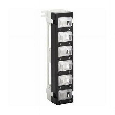 12-Port Wall-Mount Patch Panel for UTP Keystone Jacks Rotatable Modules, Black