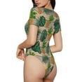 thumbnail image 3 of Balery Women'Spineapples Palm Leaves Crew Neck Round Neck Short Sleeves Slim Fit Casual Basic Extender Bodysuit Daily Jumpsuit T Shirts-Large, 3 of 9