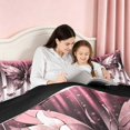 thumbnail image 4 of Homewish Pink Butterfly Twin Comforter Sets, Diamonds Glitters Print Bedding Set, Black Reversible, 2 Pieces 1 Comforter and 1 Pillowcase, 4 of 6