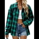 thumbnail image 3 of Camisas de Franela con Botones para Mujer, Camisas A Cuadros de Larga, Blusa Informal de Negocios. Verde XL, 3 of 10