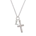 thumbnail image 2 of Delight Jewelry Silvertone Large Initial - L - Be Strong and Courageous Engraved Cross Zoey Necklace, 28", 2 of 4