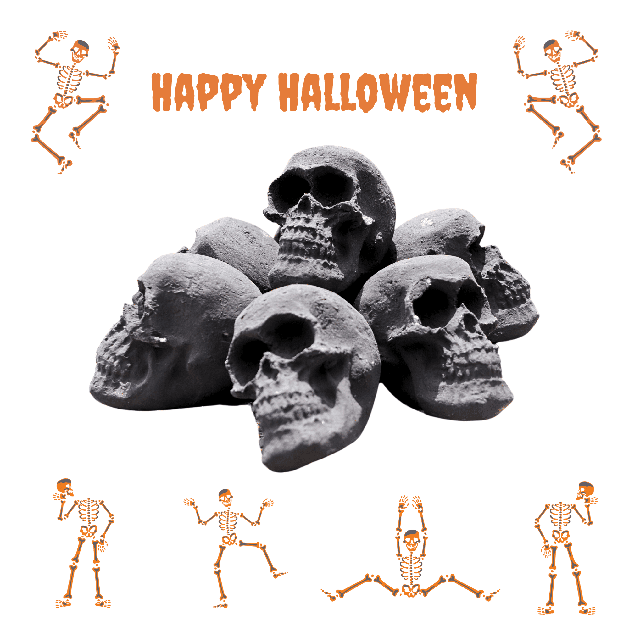 7Pcs Ceramic Skull Fire Logs for Fire Pit Fireplace 1800°F Heat Resistant Handmade Halloween Decor