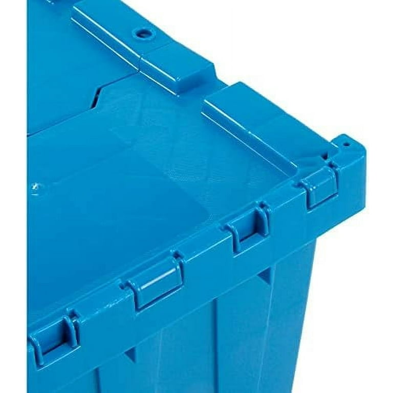 12 Gallon Heavy-Duty Tote Storage Container (PACK OF 4) - Blue, Top Tote,  Industrial Plastic Storage Tote - 21 In. L X 15 In. W X 12In. H, Padlock &  Metal Hinged Cover 