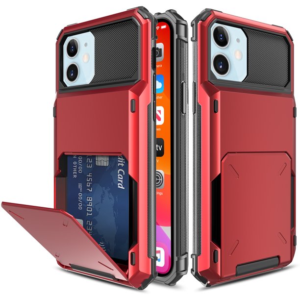 Elegant Choise for iPhone 12 Shockproof Protective Case,Dual Layer Hybrid Armor Rugged Card Slot