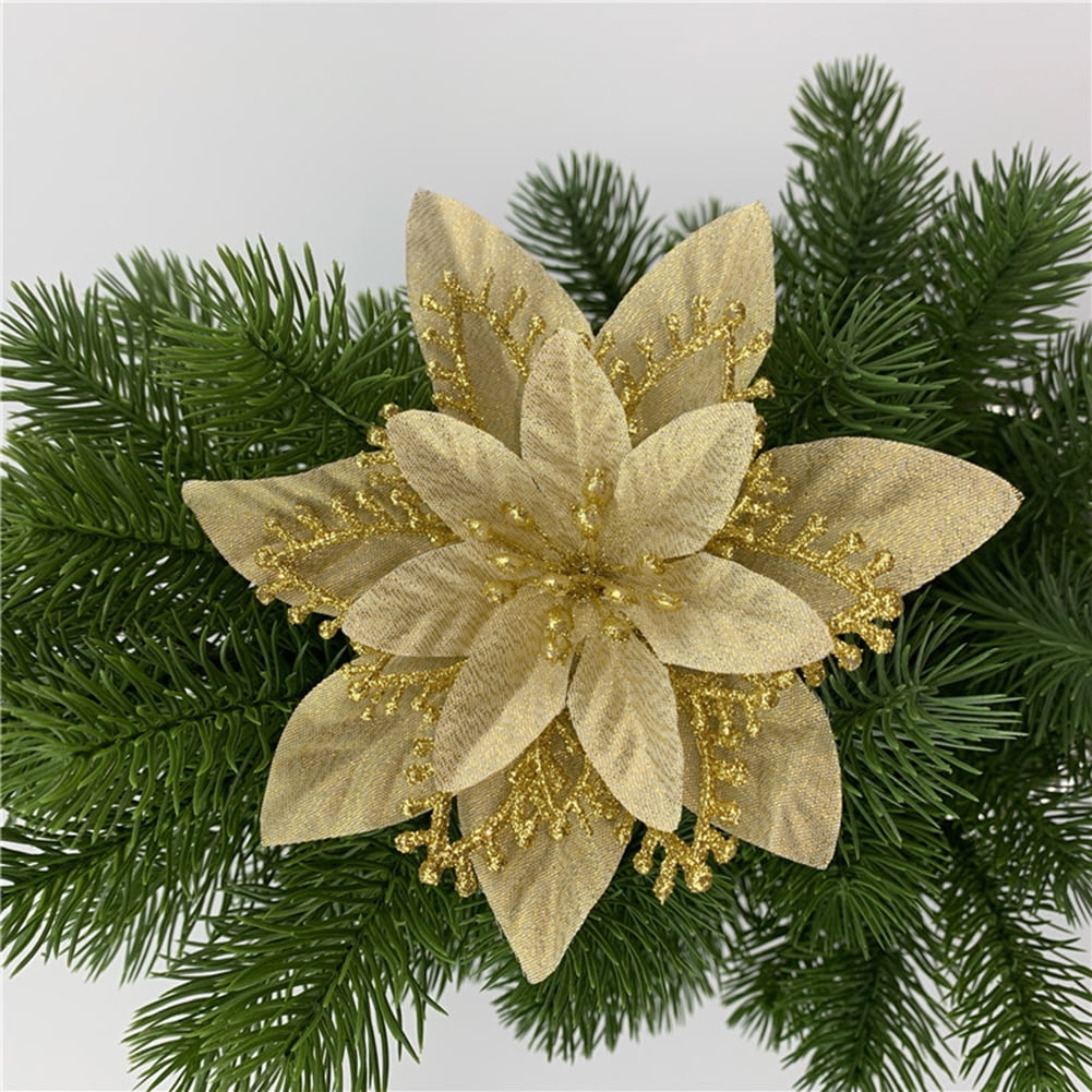 Artificial Christmas Flower Heads DIY Xmas Tree Rattan Wreath