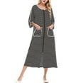 thumbnail image 1 of GPOECD Pyjama Confortable et Décontracté pour Femmes Automne Hiver Robe de Nuit Ample Rayée Grande Taille Manches 3/4 Noir,TG, 1 of 2