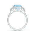 thumbnail image 2 of ANGARA Natural Cushion 2.7 ct Aquamarine Engagement Ring with Trio Diamonds in 14K White Gold for Women (Size-9mm) | March Birthstone, Anniversary, Jewelry Gift for Women | Natural Aquamarine Ring, 2 of 12