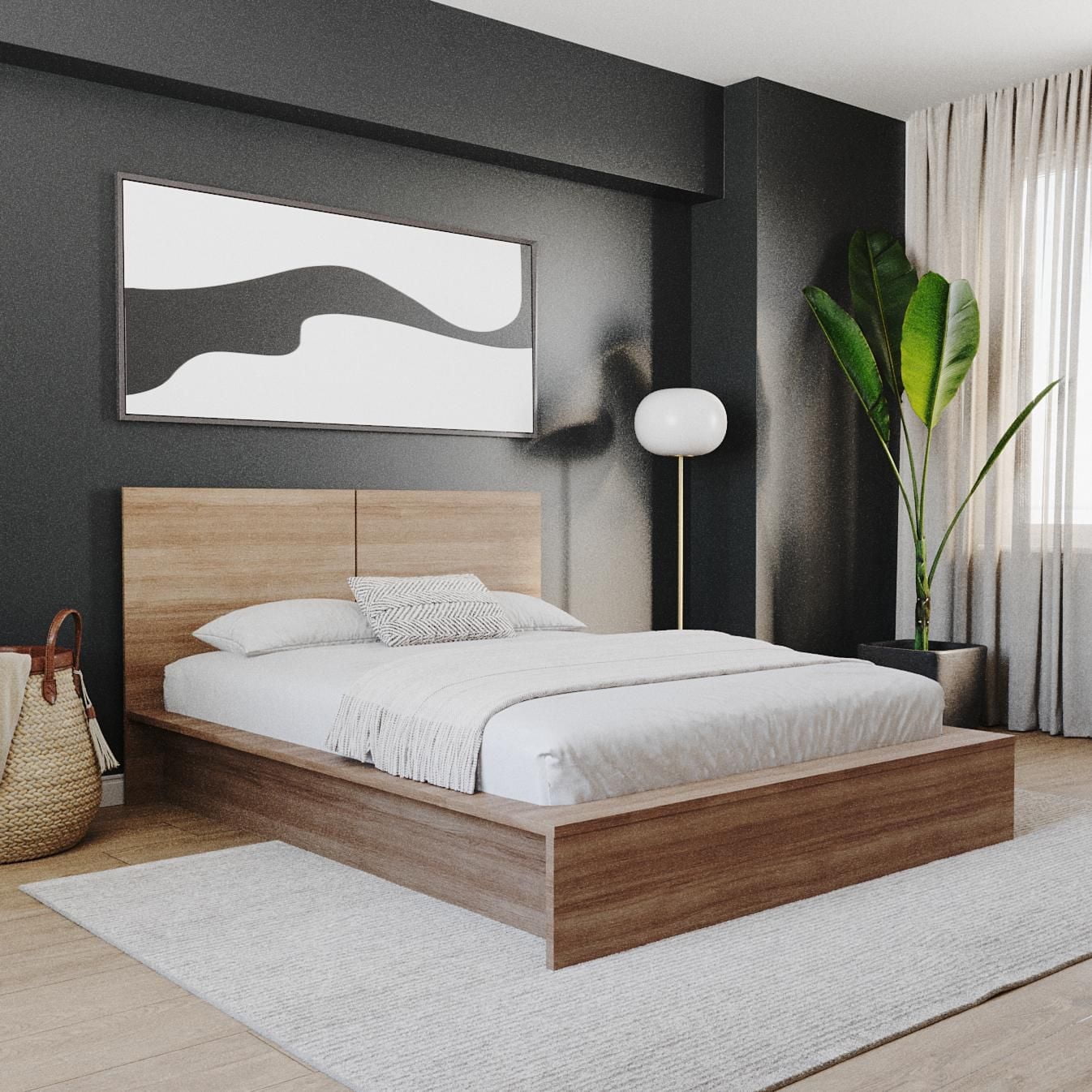 Nexera James Platform Bed with Headboard