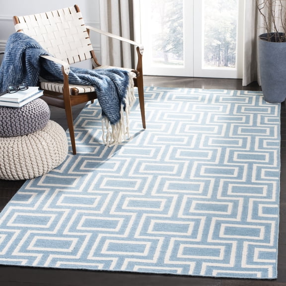 Safavieh Dhurries Abigail Geometric Area Rug, Light Blue/Ivory, 5' x 8'