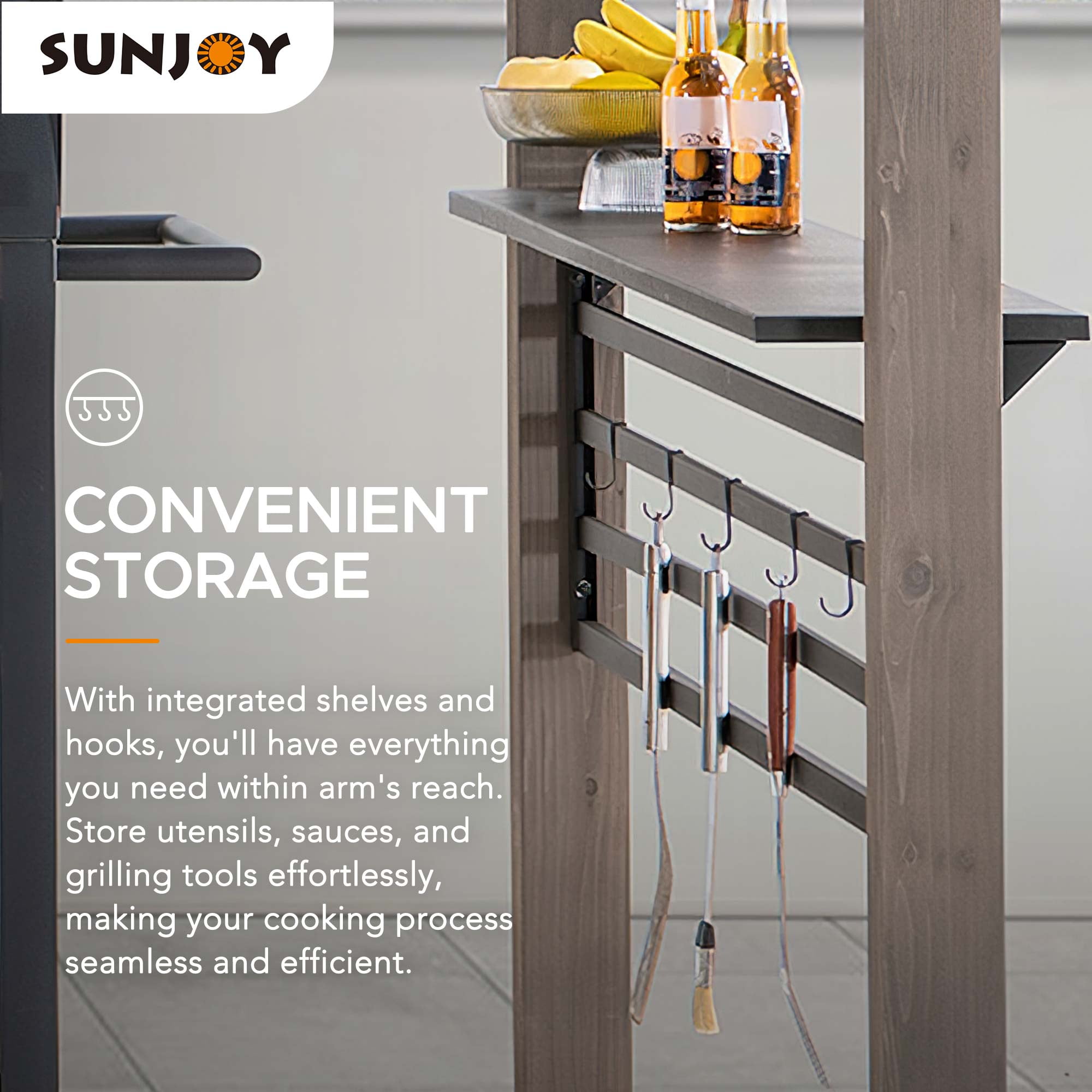 Sunjoy 8 X 12 ft. Outdoor Gazebo Hardtop Grill Gazebo Wood Frame with  DC Solar Power,Black