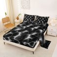 thumbnail image 2 of Manfei Futuristic Hexagon Queen Sheets, White Neon Honeycomb Queen Sheet Sets, White Black, Black Reversible 4-Piece1 Flat Sheet + 1 Fitted Sheet + 2 Pillowcases, 2 of 6
