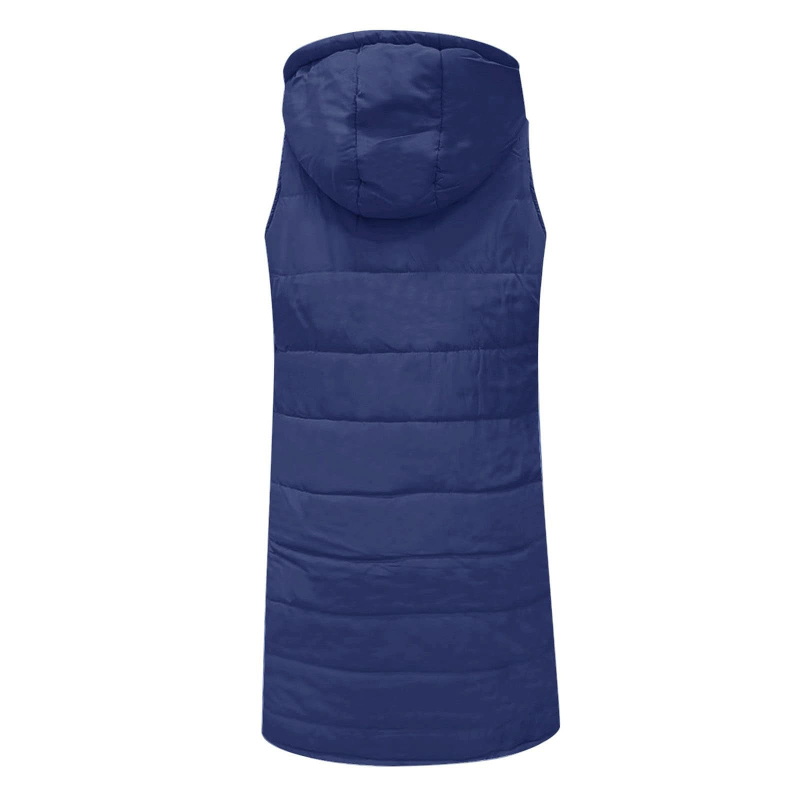 Womens Puffer Vest Sleeveless Hooded Long Quilted Vests Zip Up Lightweight Puffy Winter Jackets Gilet with Pockets