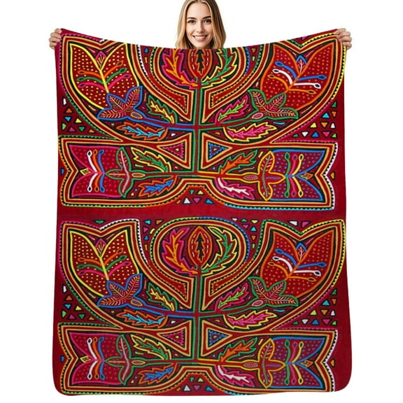 Mola de Panama Flower Flannel Blanket Warm Soft Bedding Throws Winter Camping Chair Sofa Bed