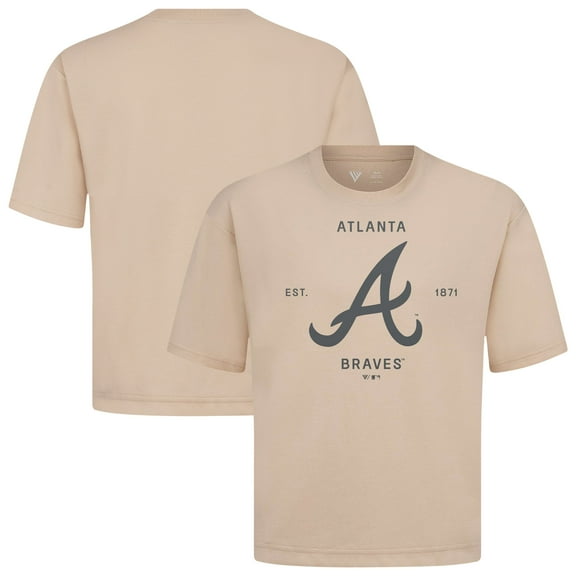 Men's Levelwear Khaki Atlanta Braves Crossway Oversized Luxe Signature Knit T-Shirt