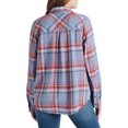 thumbnail image 2 of Lucky Brand Women's Classic Plaid Contrast Button-Up Shirt Blue Size Small, 2 of 3