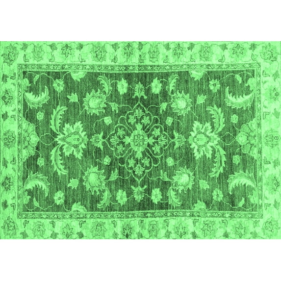 Ahgly Company Indoor Rectangle Oriental Emerald Green Traditional Area Rugs, 8' x 10'