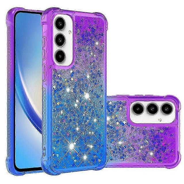 For Samsung Galaxy A56 5G TPU Case Gradient Quicksand Phone Back Cover - Pink+Sky Blue