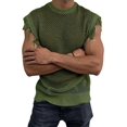 thumbnail image 2 of Men'S Crochet Knit Sleeveless Mesh Tank Top Green L, 2 of 7