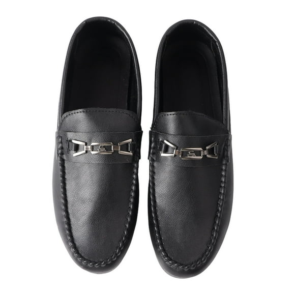 Zapatos de hombre sin cordones de piel sintética, informales, a la moda, ligeros, antideslizantes, con hebilla, de caña baja, color negro, 44
