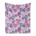 thumbnail image 1 of Purple Soft Flannel Fleece Blanket, Watercolor Style Floral Fireworks Blooming Flowers Abstract Spiral Doodle Spots Art, Cozy Plush for Indoor and Outdoor Use, 70" x 90", Blue Pink, by Ambesonne, 1 of 6