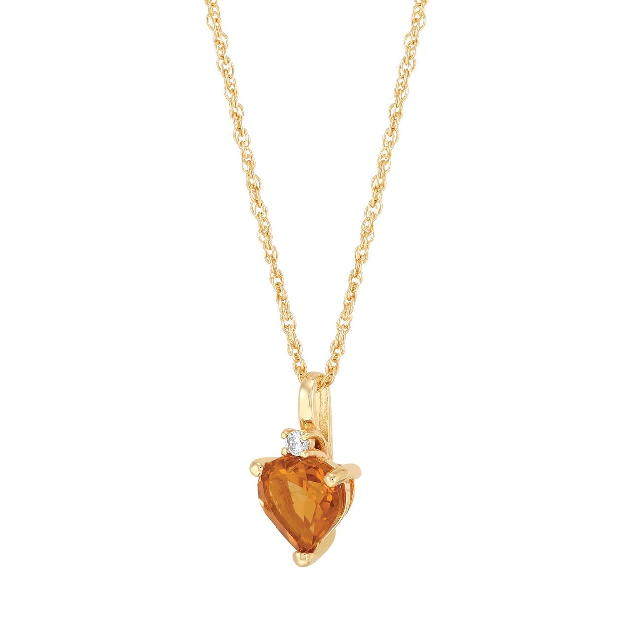 Brilliance Fine Jewelry Heart Citrine and White Cubic Zirconia Pendant Necklace