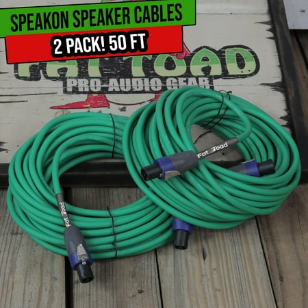 Speakon Cables 50 FT 2 PACK 12 AWG Wires -Fat Toad Speaker Cords Pro Audio Stage