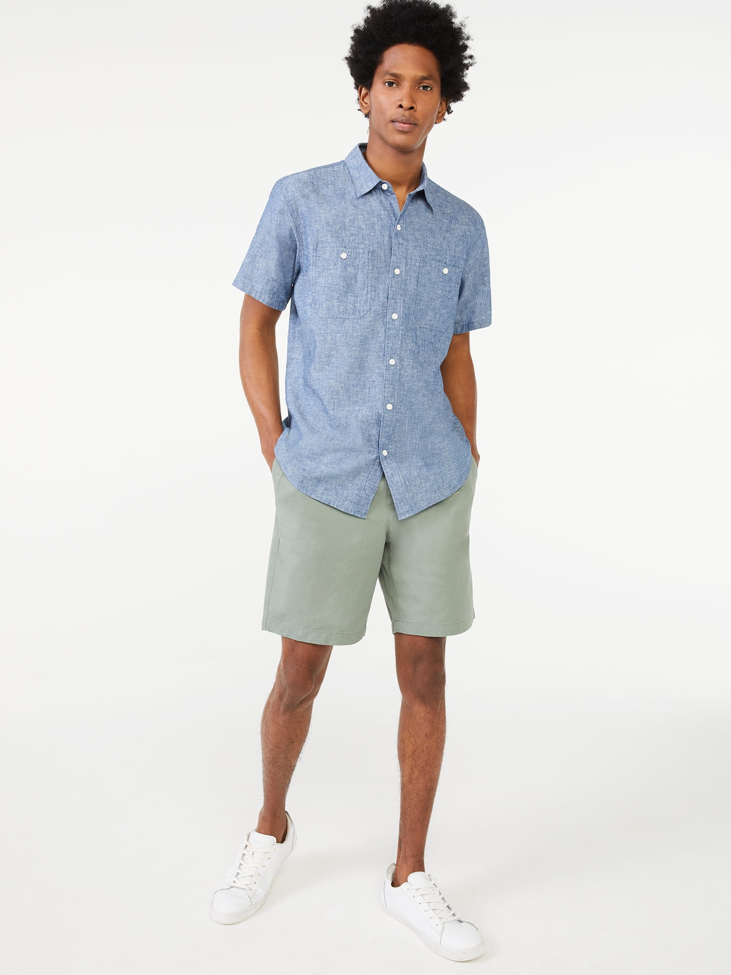 Free Assembly Men's Everyday Short Sleeve Chambray Shirt