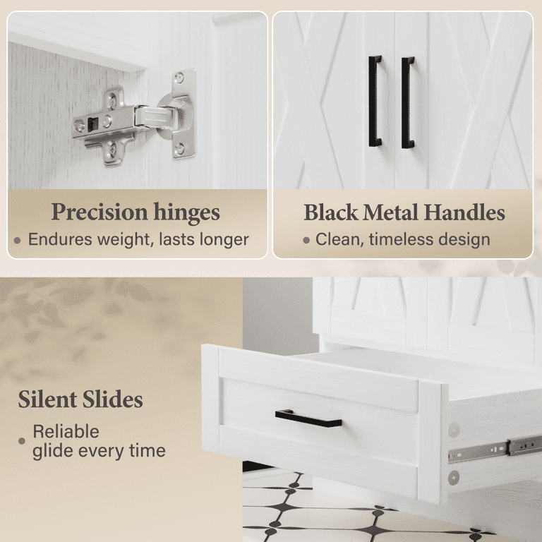 Lacoo 24" Bathroom Vanity with Sink Basin, Farmhouse Bathroom Storage Vanity Cabinet with 2 Doors & 1 Drawer, Freestanding Bathroom Cabinet with Washbasin, White