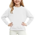 thumbnail image 3 of Girls Fleece Sweatshirt Kids Soft Crewneck Pullover Sweatshirts Long Sleeve Cute Relaxed Fit Shirts with Pocket, 3 of 6