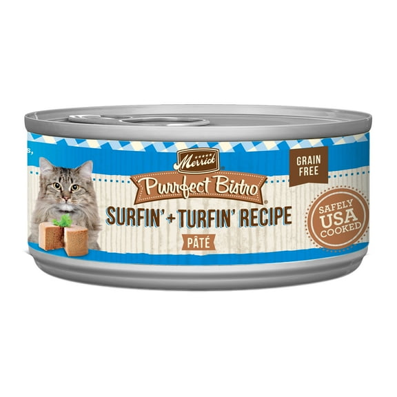 Merrick Purrfect Bistro, Grain Free Premium Surfin & Turfin, Wet Cat Food Pate, 5.5oz Cans, 24 Pack