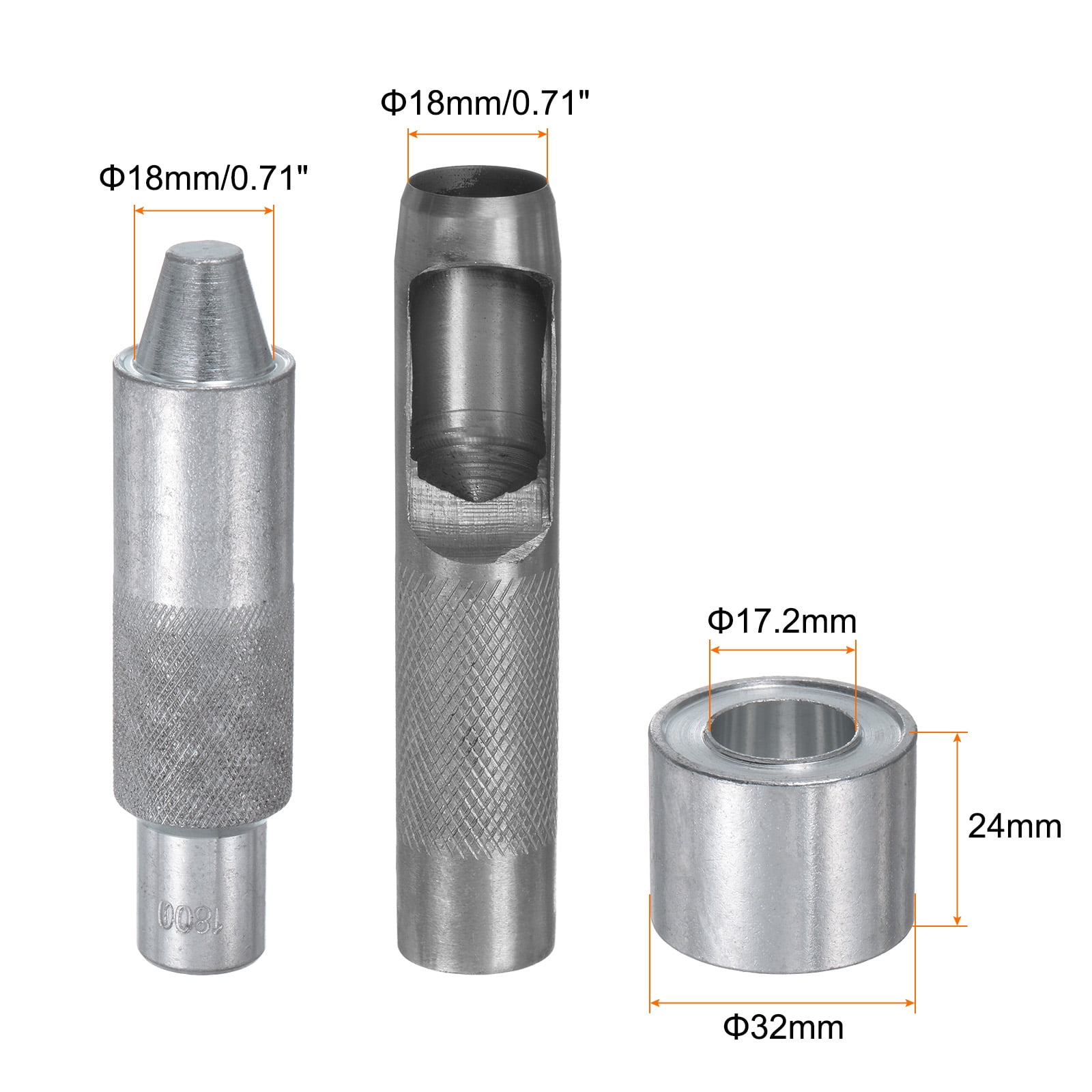 Eyelet Hole Punch Die Tool 18mm/0.71" Leather Hollow Puncher 18mm Installation Tool with Base for Fabric Crafts