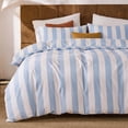 thumbnail image 2 of Rainbow Striped Duvet Cover Set Queen Size, 100% Cotton Bedding Set with Zipper Closure & 8 Corner Ties, Luxury Linen Like Bedding, Soft Breathable Comforter Cover for All Seasons, 2 of 12